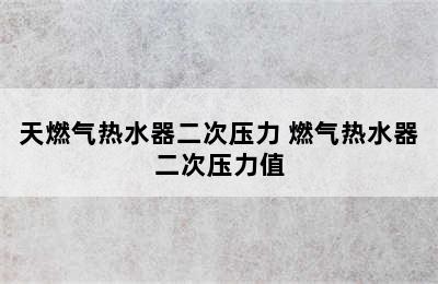 天燃气热水器二次压力 燃气热水器二次压力值